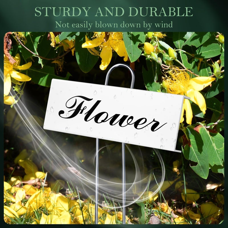 cureder 50 Pack Metal Plant Labels for Outdoor Garden Waterproof Plant Markers, Labels Garden Markers for Seedlings Herbs Vegetable Greenhouse Gifts with Pen - White - Image 5